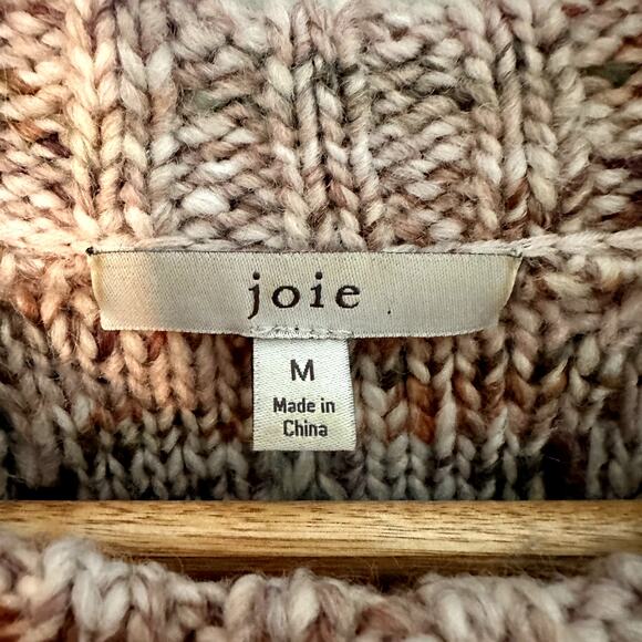 Joie Meghan Cable Knit Wool Blend Long Sleeve Fringe Sweater Size M - Picture 7 of 8